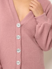 PixieGirl Petite Pink Soft Touch Silver Button Cardigan - Image 4 of 5