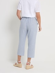M&Co Blue Petite Stripe Straight Leg Cropped Trousers - Image 3 of 5