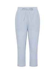 M&Co Blue Petite Stripe Straight Leg Cropped Trousers - Image 5 of 5