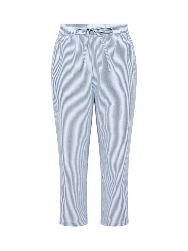 M&Co Blue Petite Stripe Straight Leg Cropped Trousers - Image 5 of 5