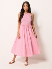 PixieGirl Petite Pink Ruffle Detail Midi Dress - Image 1 of 5