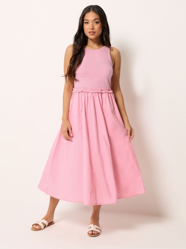 PixieGirl Petite Pink Ruffle Detail Midi Dress - Image 1 of 5 PixieGirl Petite Pink Ruffle Detail Midi Dress - Image 1 of 5