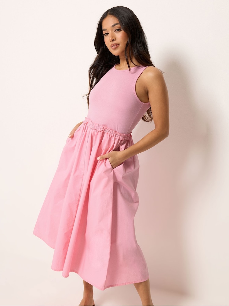 PixieGirl Petite Pink Ruffle Detail Midi Dress - Image 2 of 5 PixieGirl Petite Pink Ruffle Detail Midi Dress - Image 2 of 5