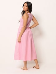 PixieGirl Petite Pink Ruffle Detail Midi Dress - Image 3 of 5