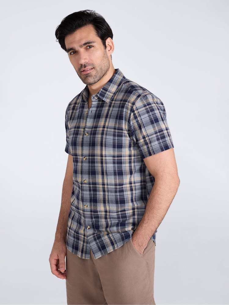 Mountain Warehouse Blue Weekender Cotton Short Sleeve Shirt - Image 1 of 4