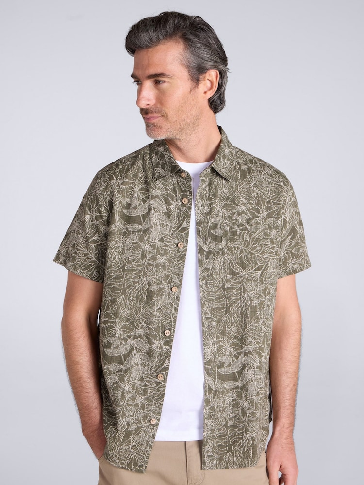 Mountain Warehouse Green Tropical Printed Short Sleeved Shirt - Image 1 of 5 Mountain Warehouse Green Tropical Printed Short Sleeved Shirt - Image 1 of 5