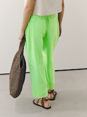 Bright Green Barrel Leg Trousers with Linen - Image 3 of 7