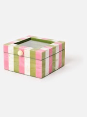 Oliver Bonas Green Resin Striped Small Jewellery Box - Image 2 of 6