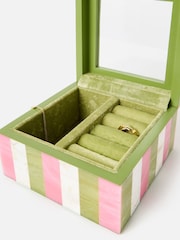 Oliver Bonas Green Resin Striped Small Jewellery Box - Image 3 of 6