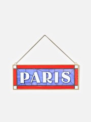 Oliver Bonas Red & Blue Paris Stained Glass Wall Art - Image 1 of 5