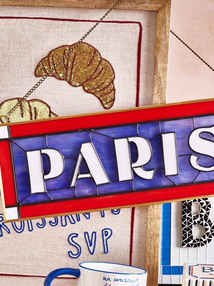 Oliver Bonas Red & Blue Paris Stained Glass Wall Art - Image 2 of 5