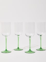 Oliver Bonas Set of 4 Green Alba Wine Glasses - Image 1 of 6