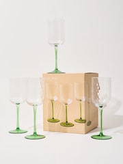 Oliver Bonas Set of 4 Green Alba Wine Glasses - Image 2 of 6