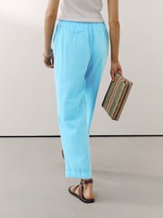 Bright Blue Barrel Leg Trousers with Linen - Image 4 of 7