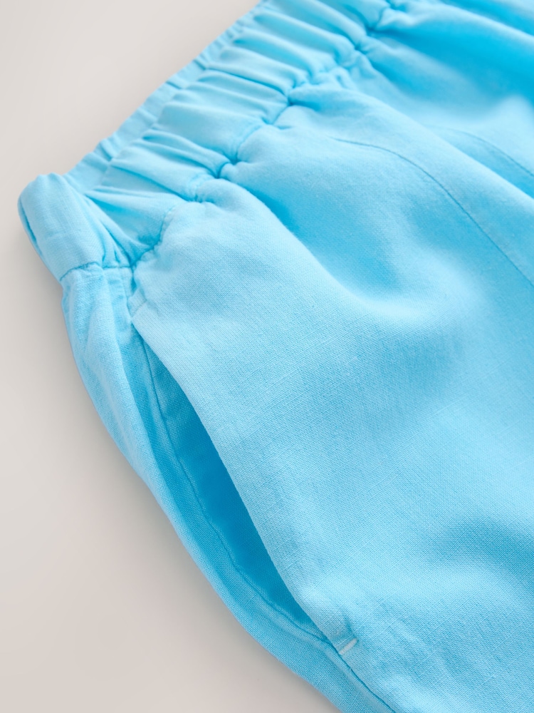 Bright Blue Barrel Leg Trousers with Linen - Image 7 of 7