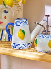 Oliver Bonas Blue Lemons Ceramic Watering Can - Image 2 of 5