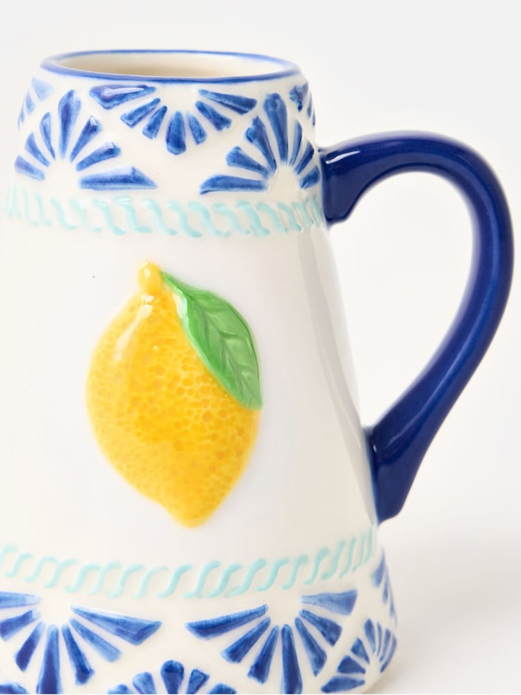Oliver Bonas Blue Lemons Ceramic Watering Can - Image 5 of 5