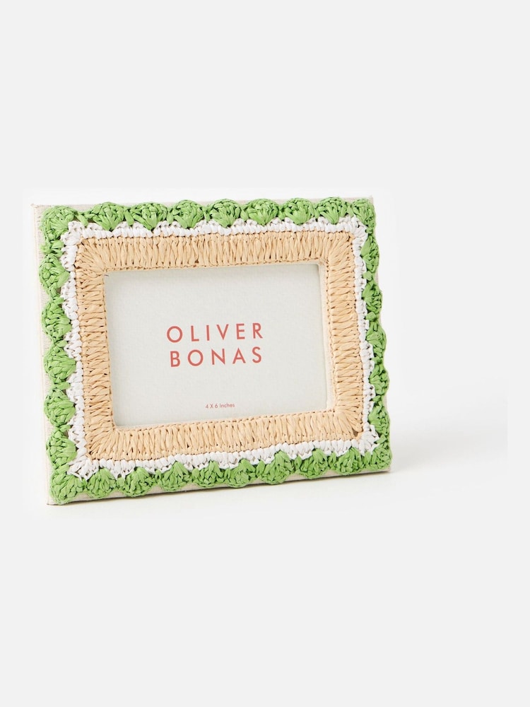 Oliver Bonas Green Raffia Photo Frame 4x6 - Image 2 of 4