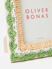 Oliver Bonas Green Raffia Photo Frame 4x6 - Image 3 of 4