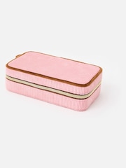 Oliver Bonas Pink Brown Corduroy Large Rectangle Jewellery Box - Image 1 of 6