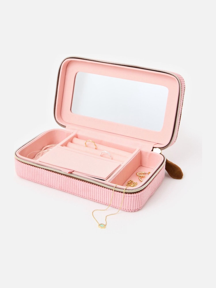 Oliver Bonas Pink Brown Corduroy Large Rectangle Jewellery Box - Image 2 of 6