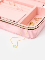 Oliver Bonas Pink Brown Corduroy Large Rectangle Jewellery Box - Image 3 of 6