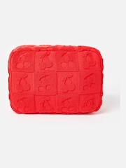 Oliver Bonas Red Cherry Towel Fold Out Makeup Bag - Image 1 of 5
