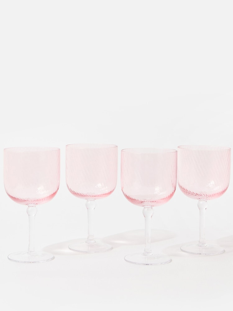 Oliver Bonas Set of 4 Pink Maya Wine Glasses - Image 1 of 5