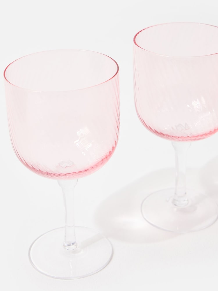 Oliver Bonas Set of 4 Pink Maya Wine Glasses - Image 2 of 5