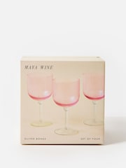 Oliver Bonas Set of 4 Pink Maya Wine Glasses - Image 4 of 5