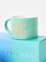 Oliver Bonas Set of 2 Blue Mine & Also Mine Ceramic Mugs - Image 4 of 5