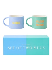 Oliver Bonas Set of 2 Blue Mine & Also Mine Ceramic Mugs - Image 5 of 5