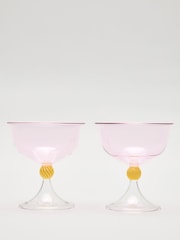 Oliver Bonas Set of 2 Pink Olleta Swirl Coupes - Image 1 of 6