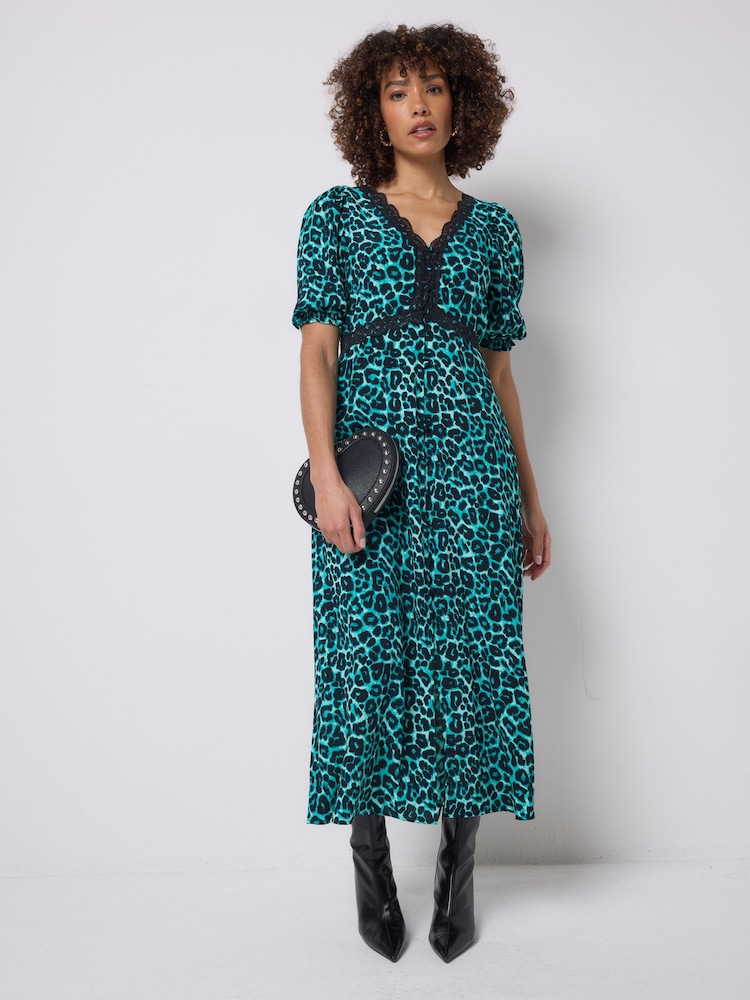 Grün - Scamp & Dude Teekleid mit Puffärmeln - Bild 1 von 5