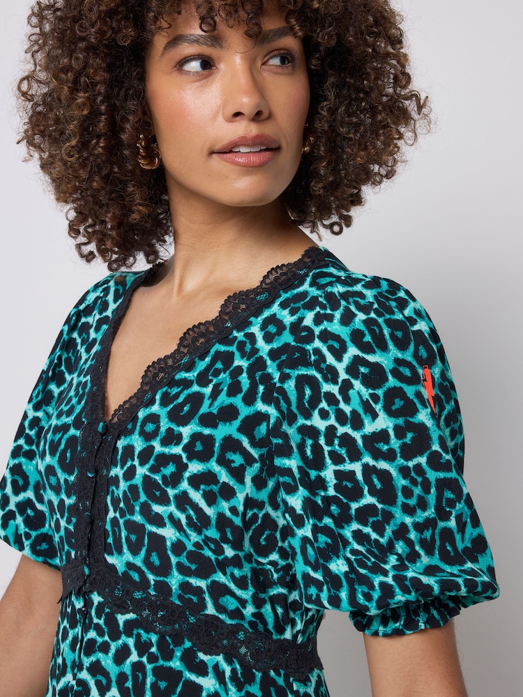 Grün - Scamp & Dude Teekleid mit Puffärmeln - Bild 5 von 5