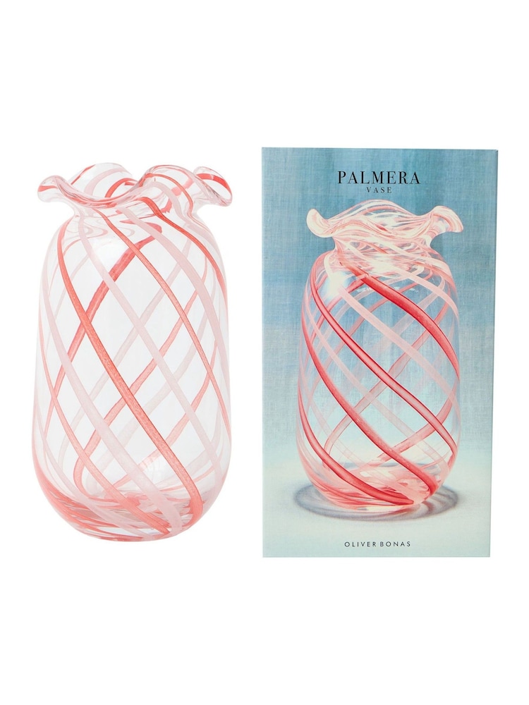Oliver Bonas Red Palmera Swirl Glass Vase - Image 5 of 5