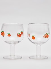 Oliver Bonas Set of 2 Clear Orange Spritz Glasses - Image 1 of 5
