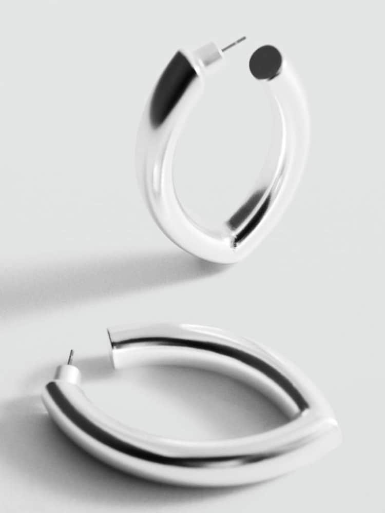 Mango Silver Tone Hoop Earrings - Image 1 of 6