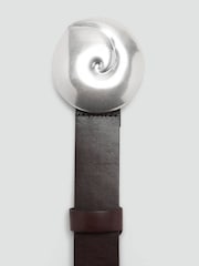 Mango Brown Shell Hardware Leather Belt - Image 3 of 5