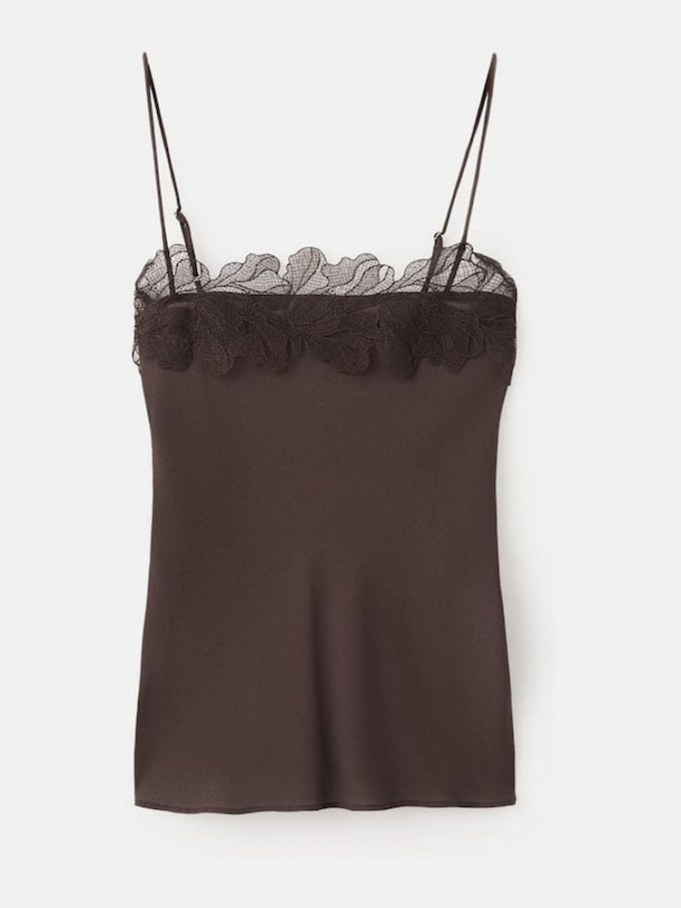 Mango Brown Lace Detail Strappy Cami - Image 5 of 5