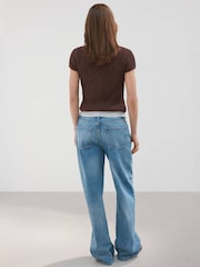 Mango Brown Open Knit Button Up Cardigen - Image 2 of 6