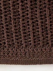 Mango Chocolate Brown Open Knit Short Sleeved Button Up Cardigan - Image 7 of 7