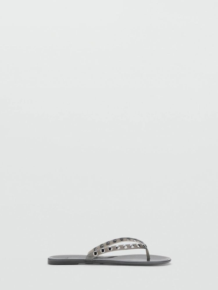 Mango Grey Studded Flip Flops - Image 1 of 3