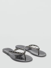 Mango Grey Studded Flip Flops - Image 2 of 3