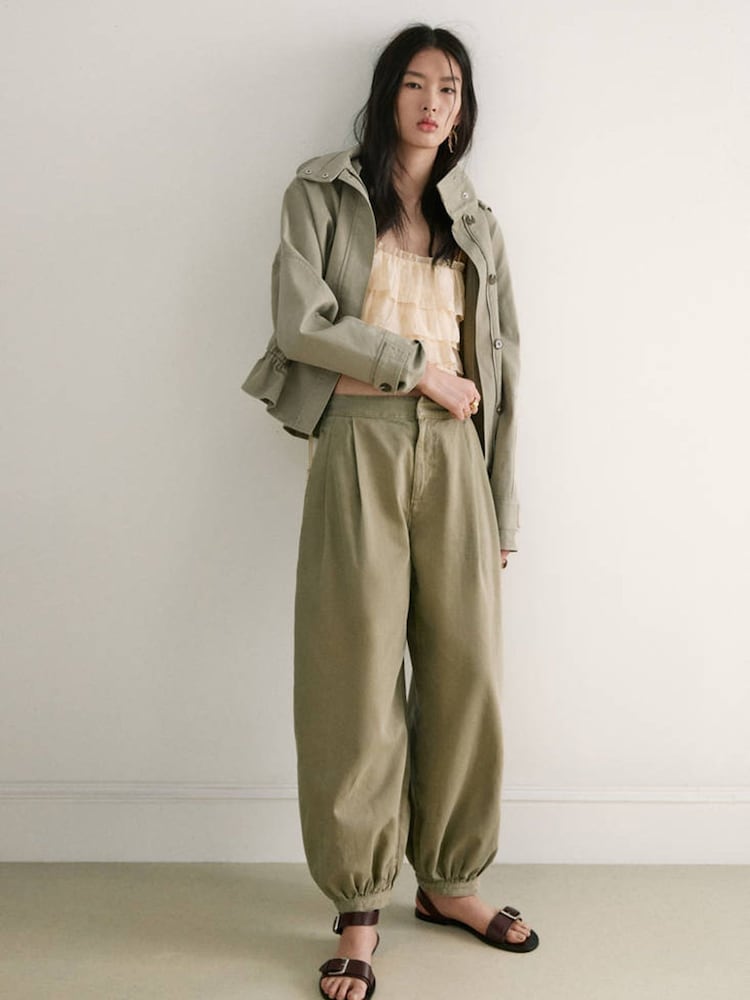 Mango Green Balloon Hem Trousers - Image 2 of 5