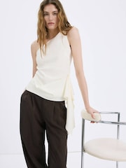 Mango White One Shoulder Tie Detail Top - Image 1 of 7
