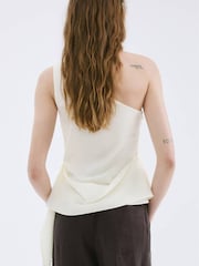 Mango White One Shoulder Tie Detail Top - Image 3 of 7