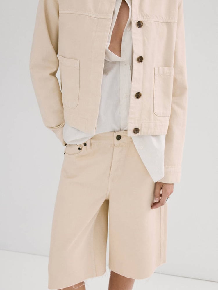 Mango Yellow Raw Hem Bermuda Shorts - Image 1 of 7