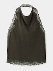 Mango Green Lace Trim Halter Top - Image 5 of 7