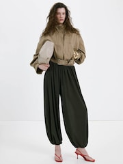 Mango Brown High Neck Buckle Cotton Jacket - Image 1 of 7